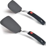 2 Pack Flexible Silicone Spatula Turner, 600°F Heat Resistant Silicone Spatula Set for Nonstick Cookware