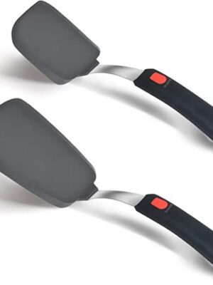 2 Pack Flexible Silicone Spatula Turner, 600°F Heat Resistant Silicone Spatula Set for Nonstick Cookware