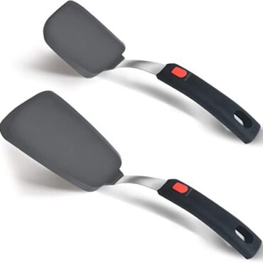 2 Pack Flexible Silicone Spatula Turner, 600°F Heat Resistant Silicone Spatula Set for Nonstick Cookware