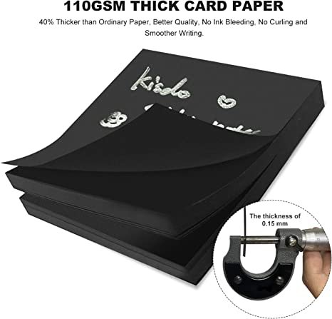 Kisdo Black Sticky Notes 3x3 Inches with 2 White Gel Pens