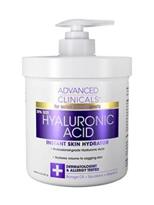Advanced Clinicals Hyaluronic Acid Cream Moisturizer Skin Care Lotion For Face, Body, & Hands. Large 16 Ounce
