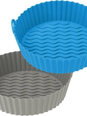 Reusable OUTXE 2 Pack Air Fryer Silicone Baking Tray 7.5inch for 3 to 5 Qt