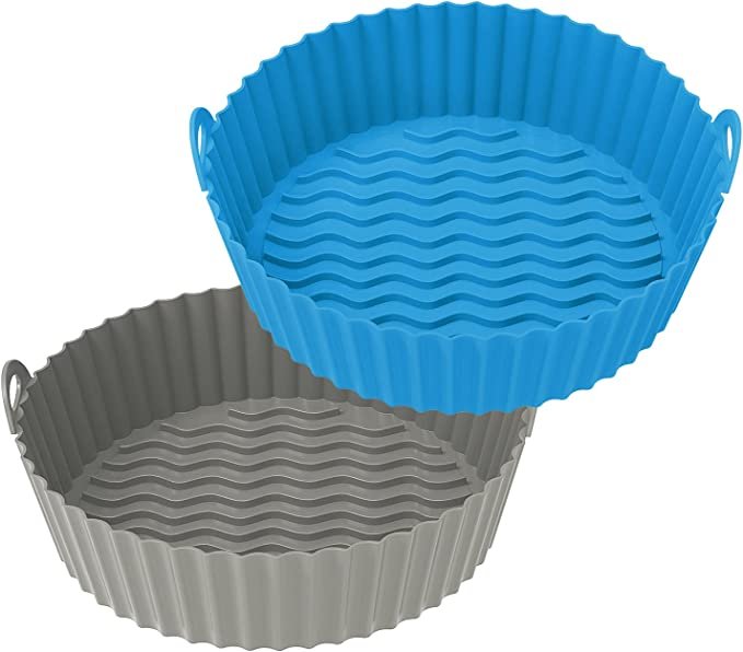 Reusable OUTXE 2 Pack Air Fryer Silicone Baking Tray 7.5inch for 3 to 5 Qt