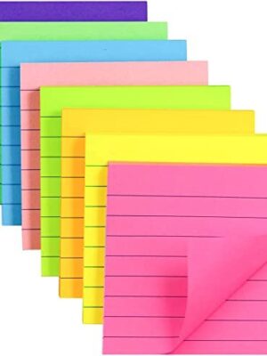 (8 Pack) Lined Sticky Notes Post, 8 Colors Self Sticky Notes Pad Its 3X3 in