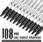 Buecs Black Dry Erase Markers, Low-Odor, 108 Count