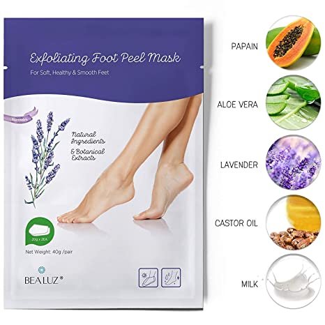 2 Pairs Foot Peel Mask Exfoliant for Soft Feet in 1-2 Weeks For Men & Women Lavender by BEALUZ