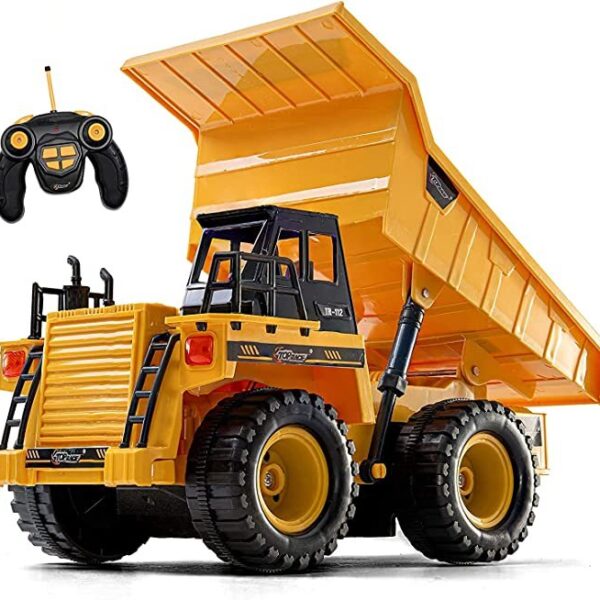 Top Race Remote Control Construction Dump Truck Toy, Toy Trucks 1:18 Scale, TR-112