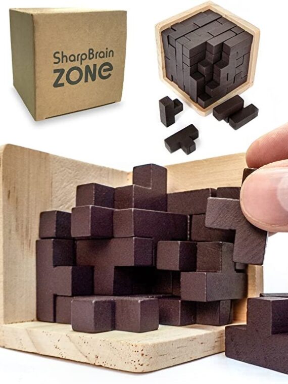 Original 3D Wooden Brain Teaser Puzzle by Sharp Brain Zone.