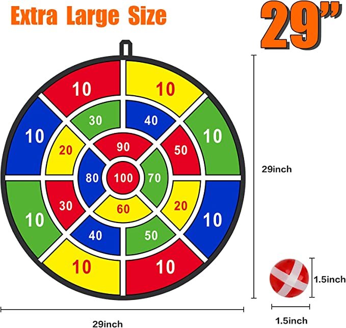 29" Large Dart Board for Kids, Birthday Gifts for 3 4 5 6 7 8 9 10 11 12 Year Old Boys Girls