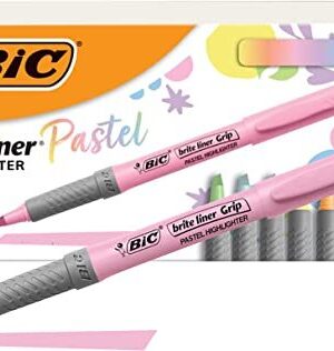 BIC Highlighter Set, 12-Count Pack of Pastel Highlighters in Assorted Colors