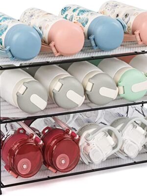 Vidor Adjustable Water Bottle Organizer Storage,3-Tier Wall-Mounted Water Bottle Storage Rack