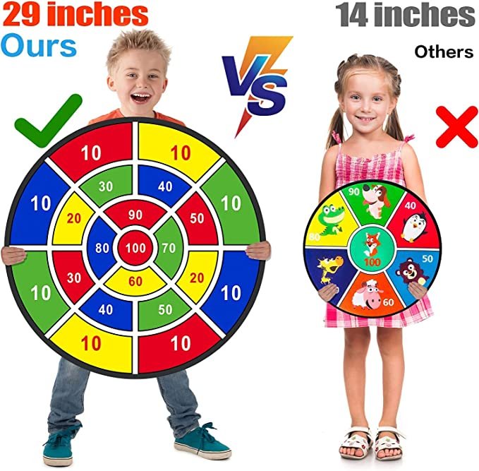 29" Large Dart Board for Kids, Birthday Gifts for 3 4 5 6 7 8 9 10 11 12 Year Old Boys Girls