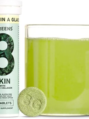 8Greens Skin + Marine Collagen for Beautiful Skin - Dietary Supplement - 8 Essential Healthy Real Greens in One (10 Tablets)