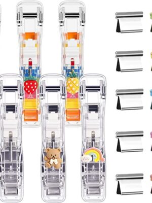 6pcs Paper Clip Dispenser,Clam Clip Dispensers with 200 Metal Refill Clips