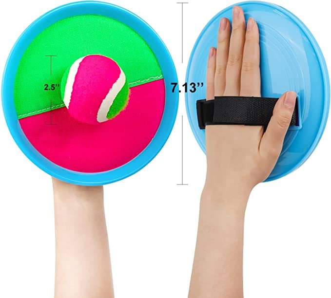 Ayeboovi Toss and Catch Ball Set Kids Toys Outdoor Games (4 Mitts & 4 Balls)