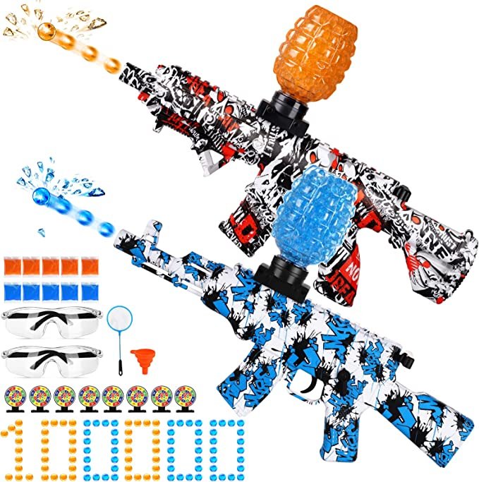 2 Set Electric Gel Splatter Toy, Full Auto and Manual Dual Mode