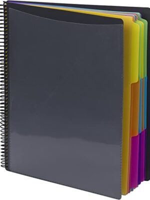 Smead 24 Pocket Poly Project Organizer, 1/3-Cut Tab, Letter Size, Gray with Bright Colors (89206)