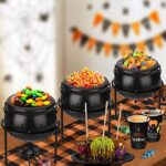 Halloween Party Decorations, Set of 3 Witches Cauldron Serving Bowls on Stand