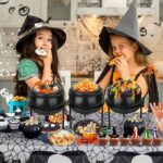 Halloween Party Decorations, Set of 3 Witches Cauldron Serving Bowls on Stand