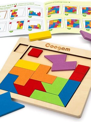 Coogam Wooden Puzzle Blocks Geometric Tangram Brain Teasers