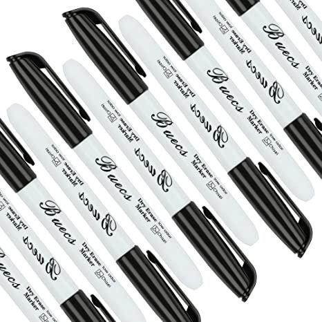 Buecs Black Dry Erase Markers, Low-Odor, 108 Count